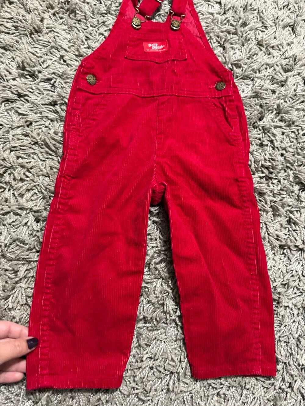 Vintage Osh Kosh B'Gosh Red Corduroy Overalls  Size 24 Months made in USA